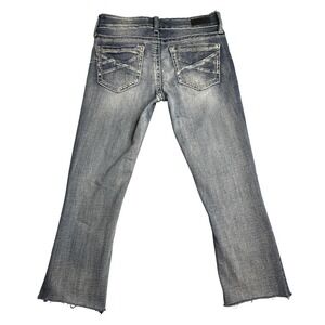 Daytrip Virgo Bootcut Jeans Womens 27L Blue Low Rise Stretch Distressed Denim